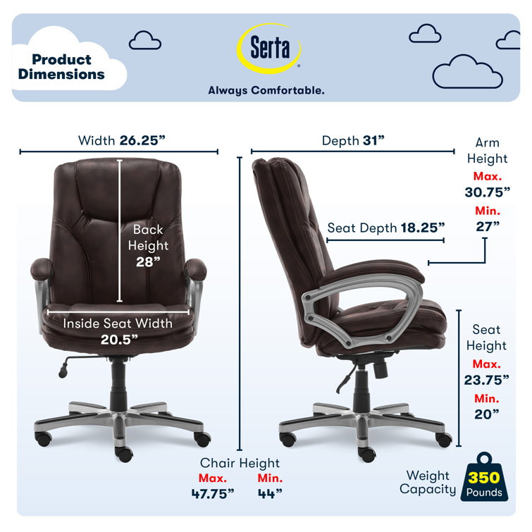 Serta big and tall fabric manager office discount chair